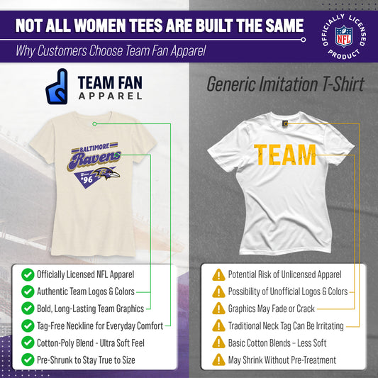 Baltimore Ravens NFL Womens Vintage Charm T-Shirt Short Sleeve - Birch