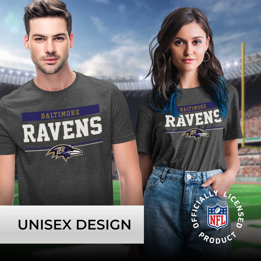 Baltimore Ravens NFL Adult Team Block Tagless T-Shirt - Charcoal