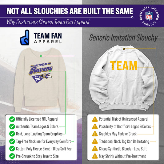 Baltimore Ravens NFL Womens Vintage Charm French Terry Slouchy Top - Birch