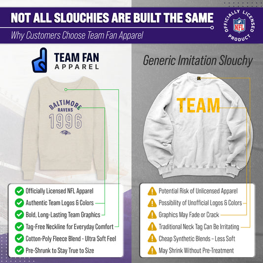 Baltimore Ravens NFL Womens Big Date French Terry Slouchy Top - Natural