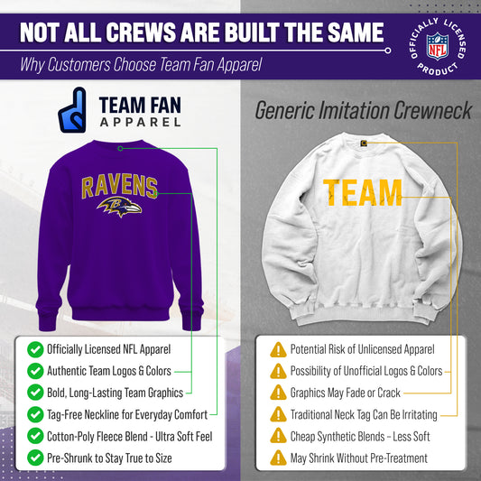 Baltimore Ravens NFL Home Team Fleece Crewneck Sweatshirt Men Women - Purple