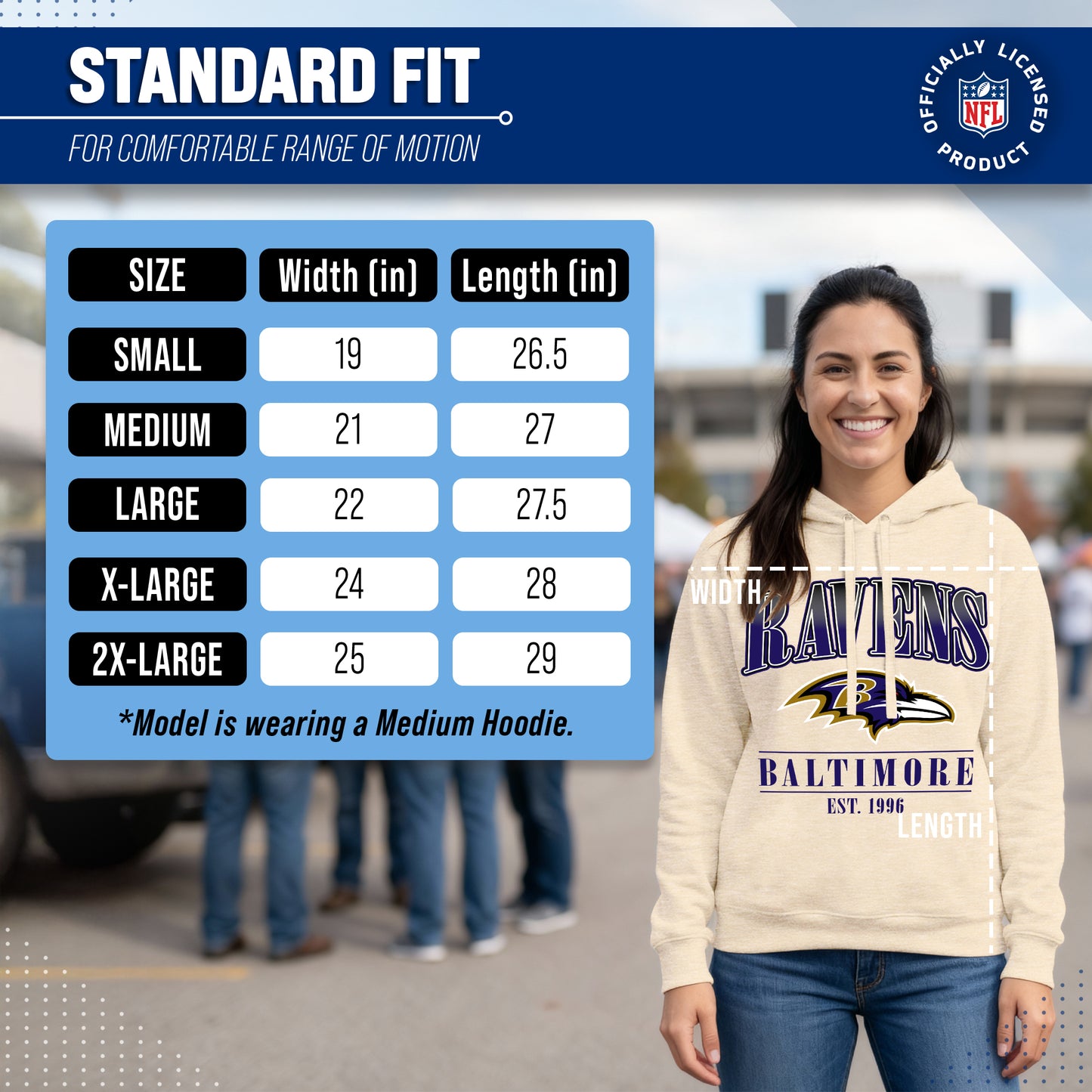 Baltimore Ravens Ladies NFL Starstruck Fleece Pullover Hooded Sweatshirt - Cream