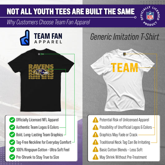 Baltimore Ravens NFL Youth Repeating Logo Football T-Shirt - Black