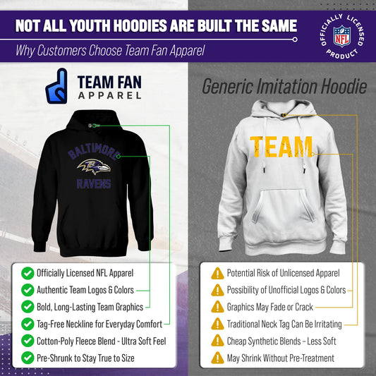 Baltimore Ravens Youth Gameday Hoodie Sweatshirt - Black