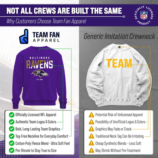 Baltimore Ravens NFL Color Block Fleece Crewneck - Purple