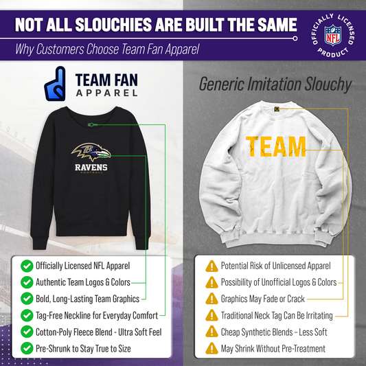 Baltimore Ravens NFL Womens Ultimate Fan French Terry Slouchy Top- Raglan Sleeves - Charcoal
