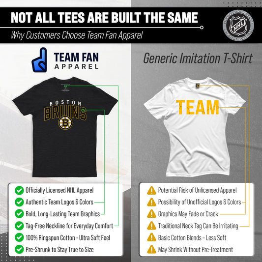 Boston Bruins Bruins T-Shirt Heathered Cotton Tee for Men and Women - Black Heather