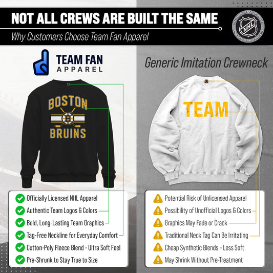 Boston Bruins Boston Bruins NHL Faceoff Fleece Crewneck Sweatshirt Licensed - Black