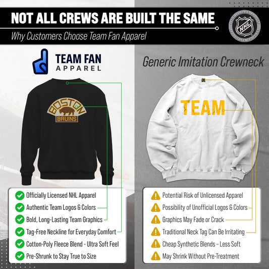 Boston Bruins Boston Bruins NHL Retro Logo Fleece Crewneck Sweatshirt Men Women - Black Heather