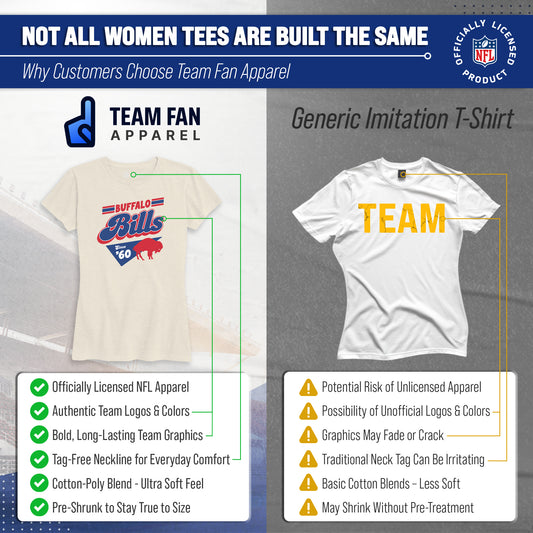 Buffalo Bills NFL Womens Vintage Charm T-Shirt Short Sleeve - Birch