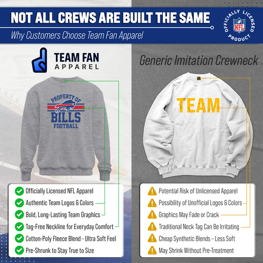 Buffalo Bills NFL Property Of Crewneck Sweatshirt - Sport Gray