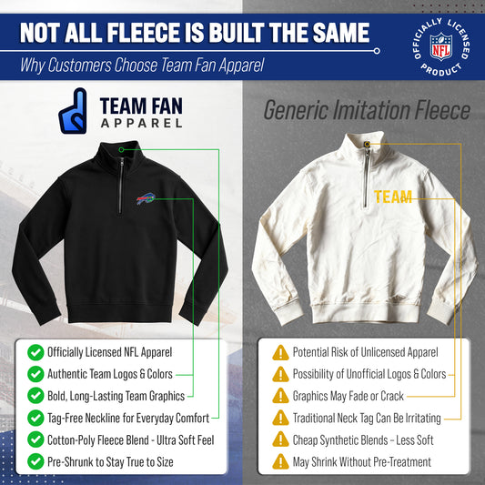 Buffalo Bills NFL Men's Quarter Zip Fleece Pullover Unisex Sweatshirt - Black