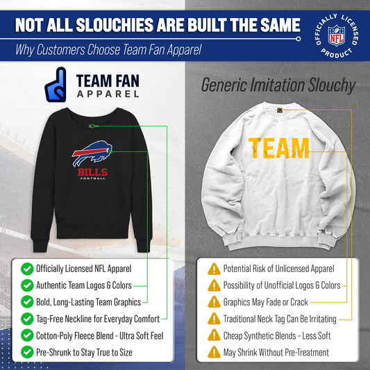 Buffalo Bills NFL Womens Ultimate Fan French Terry Slouchy Top- Raglan Sleeves - Charcoal