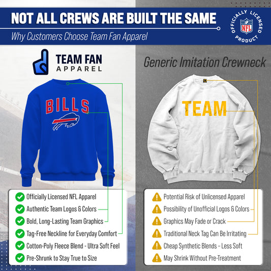 Buffalo Bills NFL Home Team Fleece Crewneck Sweatshirt Men Women - Royal