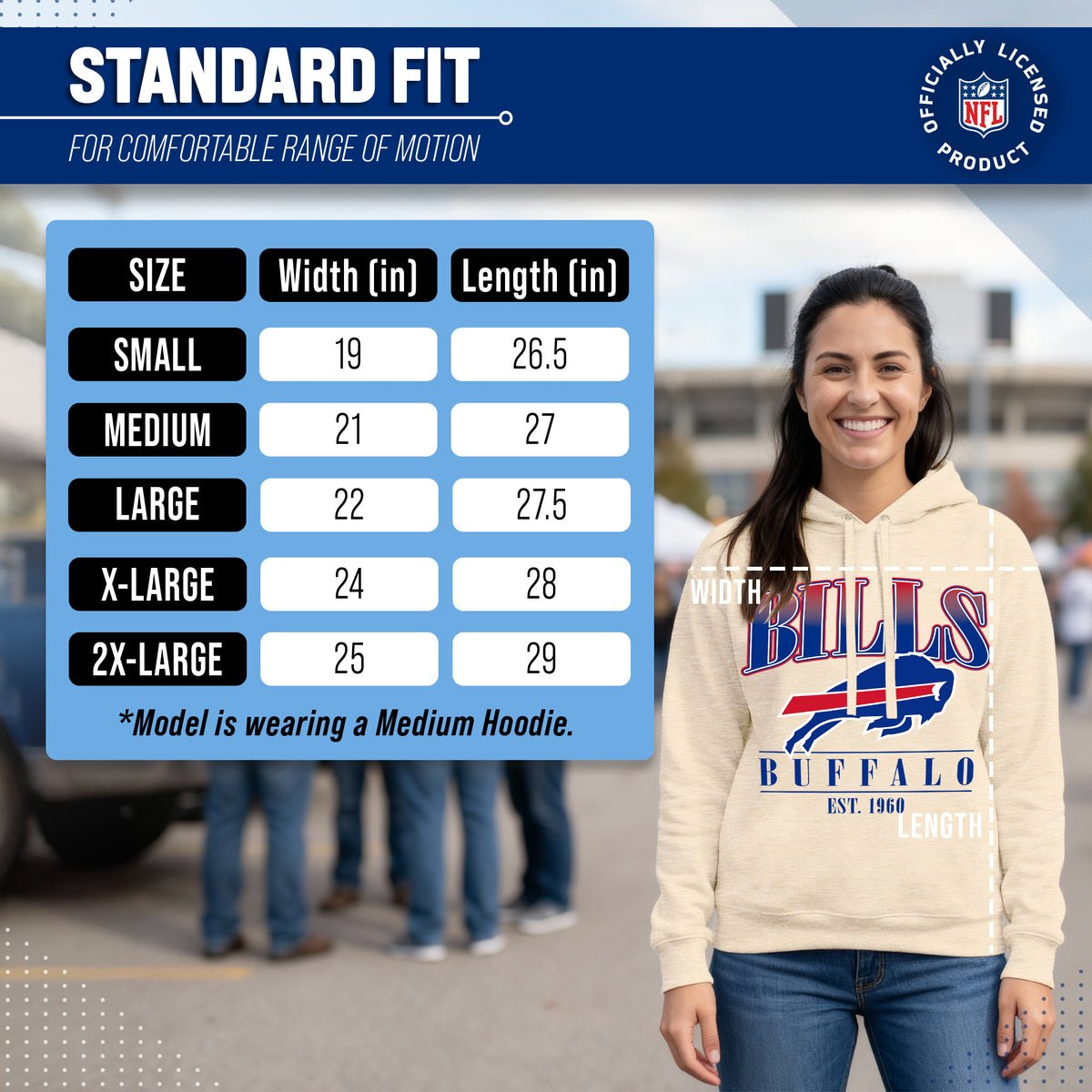 Buffalo Bills Women's NFL Starstruck Fleece Pullover Hoodie - Cream
