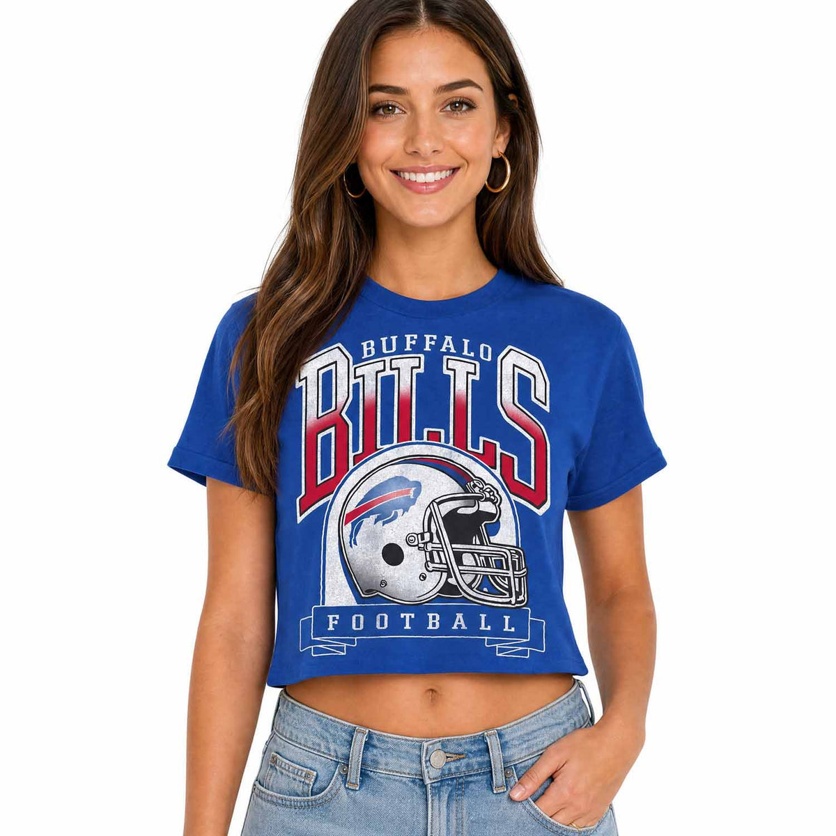 Buffalo Bills Junk Food NFL Women's Franchise Helmet Crop T-Shirt - Royal
