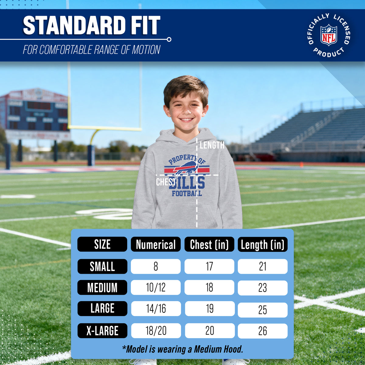 Buffalo Bills NFL Youth Property Of Hooded Sweatshirt - Sport Gray