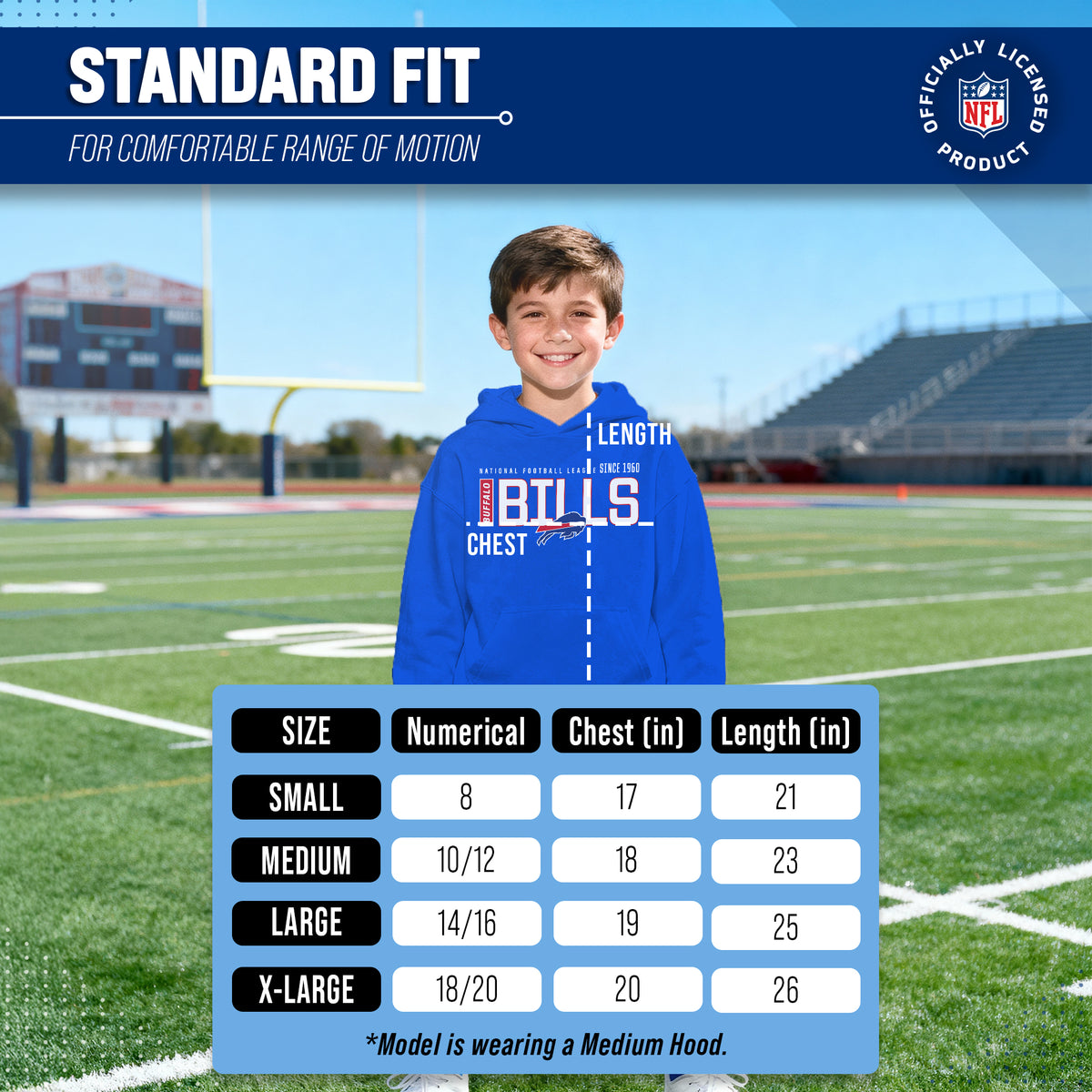 Buffalo Bills NFL Youth Modern Endzone Football Fleece Hooded Sweatshirt - Royal