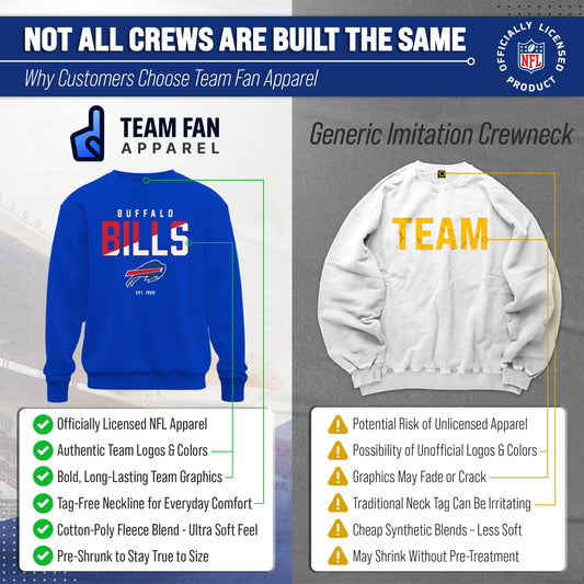 Buffalo Bills NFL Color Block Fleece Crewneck - Royal
