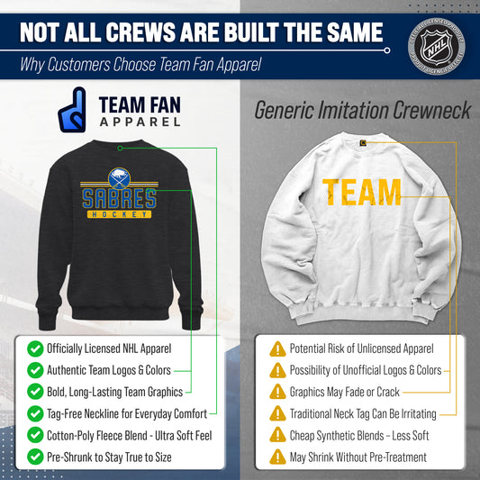 Buffalo Sabres NHL True Fan Fleece Crewneck Sweatshirt Men Women - Charcoal