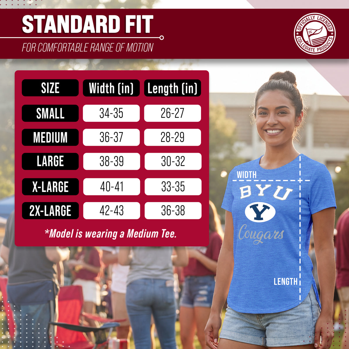 BYU Cougars Women's NCAA Tailgate T-Shirt Tag-Free Soft Heathered Tee - Royal Heather