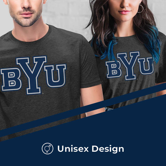 BYU Cougars NCAA Cotton Blend Charcoal T-Shirt Men Women - Charcoal