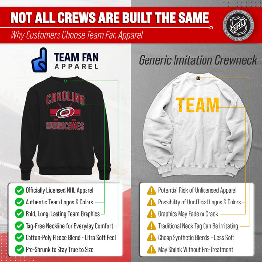 Carolina Hurricanes NHL Faceoff Fleece Crewneck Sweatshirt Licensed - Black