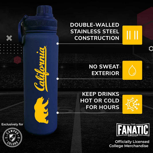 Cal Golden Bears California Golden Bears Stainless Steel Water Bottle 24 oz Insulated - Navy