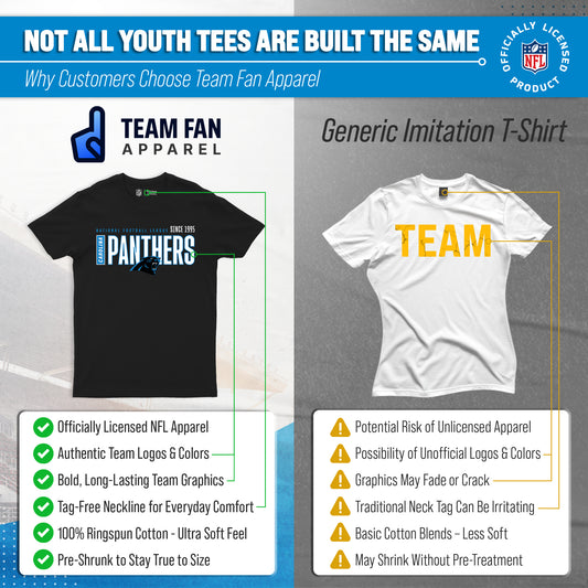 Carolina Panthers NFL Youth Modern Endzone T-Shirt Unisex Boys Girls - Black
