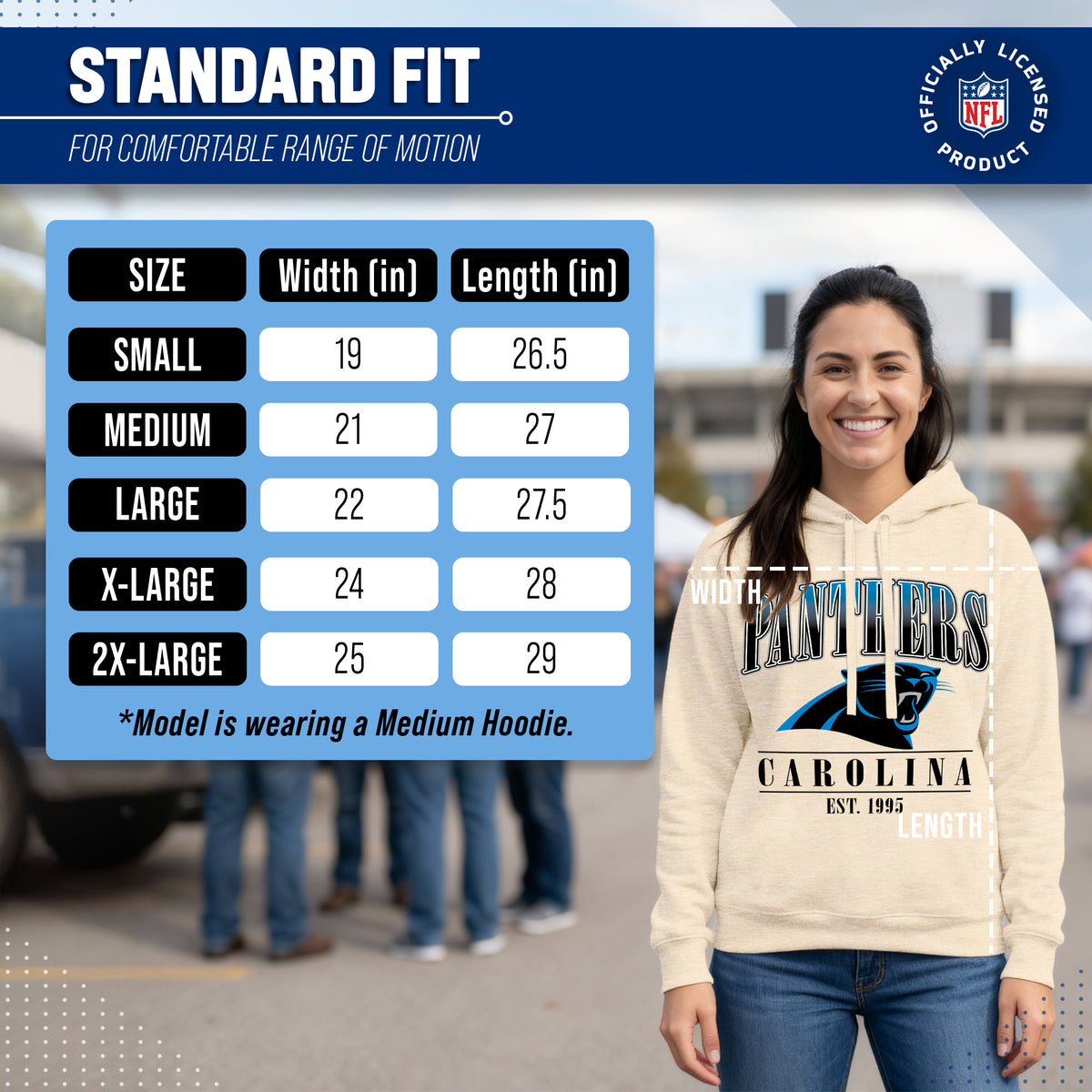 Carolina Panthers Women's NFL Starstruck Fleece Pullover Hoodie - Cream