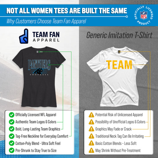 Carolina Panthers NFL Womens Overtime Blueprint Tag-Less T-Shirt - Black
