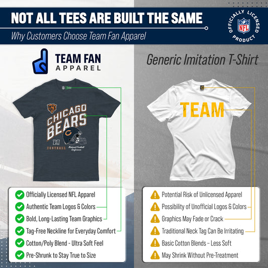 Chicago Bears NFL Distressed Helmet T-Shirt - Navy Heather