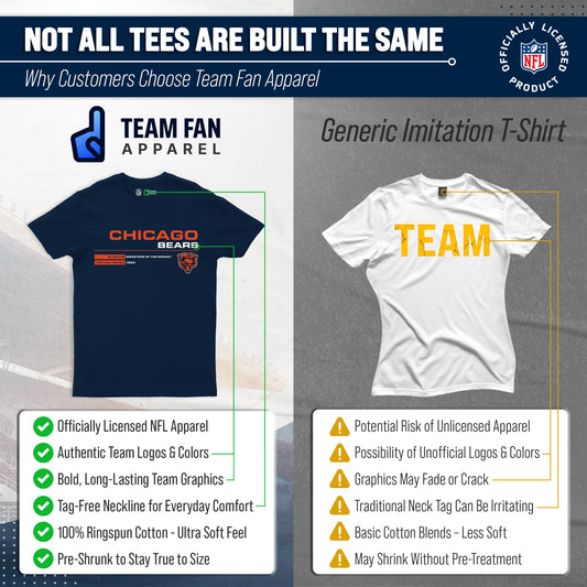 Chicago Bears Adult NFL Speed Stat Sheet T-Shirt - Navy