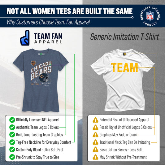 Chicago Bears Women's Distressed Helmet T-Shirt - Blue Heather