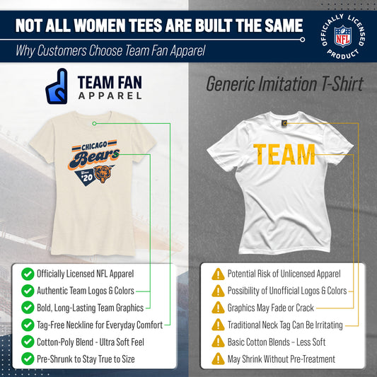 Chicago Bears NFL Womens Vintage Charm T-Shirt Short Sleeve - Birch
