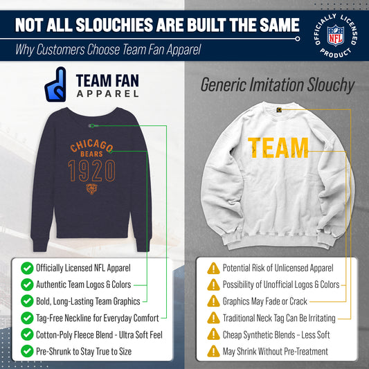 Chicago Bears NFL Womens Big Date French Terry Slouchy Top - Navy Heather
