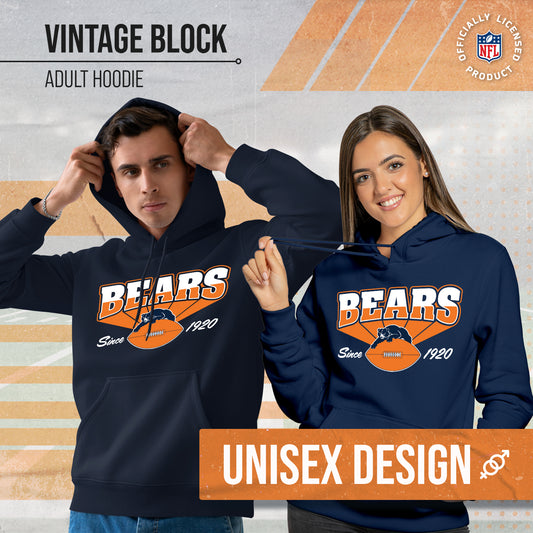 Chicago Bears Vintage Block Fleece Hoodie - Navy