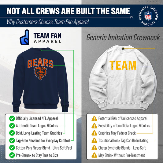 Chicago Bears NFL Home Team Fleece Crewneck Sweatshirt Men Women Unisex - Navy