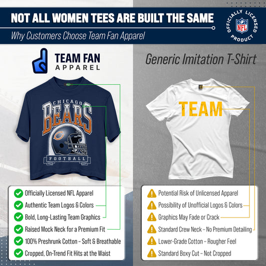 Chicago Bears Women's Franchise Helmet Crop T-Shirt Mock Neck - Navy
