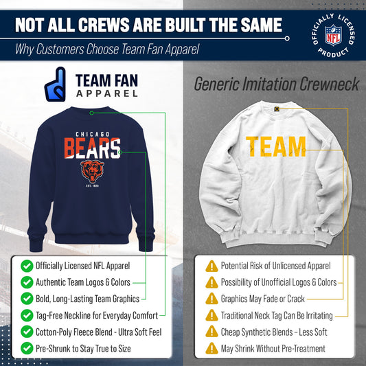 Chicago Bears NFL Color Block Fleece Crewneck - Navy