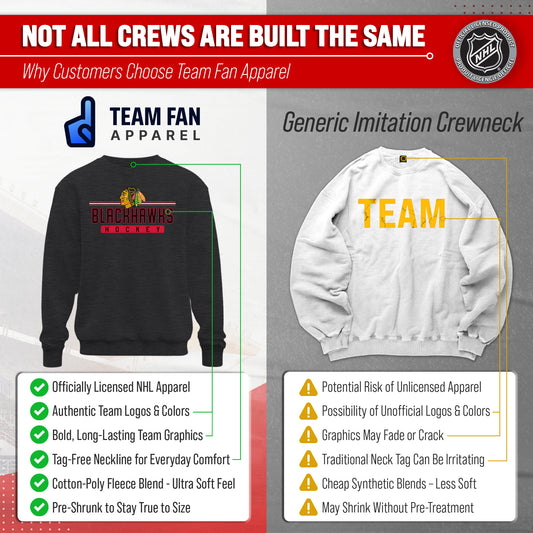 Chicago Blackhawks NHL True Fan Fleece Crewneck Sweatshirt Men Women - Charcoal