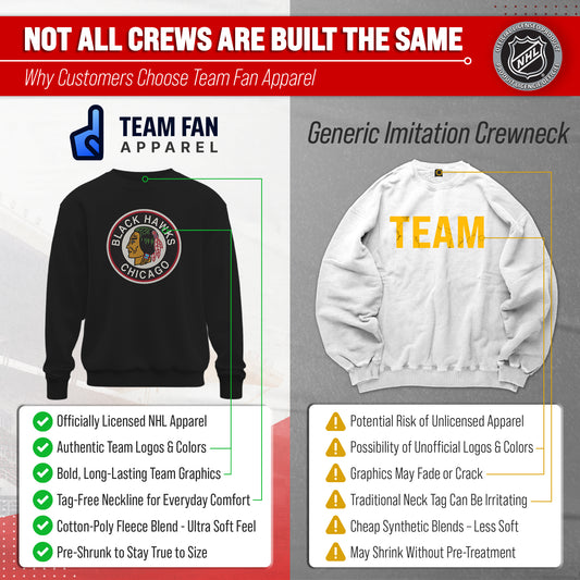 Chicago Blackhawks NHL Retro Logo Fleece Crewneck Sweatshirt Men Women - Black Heather