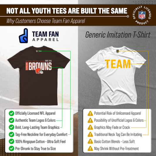 Cleveland Browns NFL Youth Modern Endzone T-Shirt Unisex Boys Girls - Dark Brown