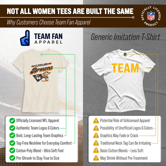 Cleveland Browns NFL Womens Vintage Charm T-Shirt Short Sleeve - Birch