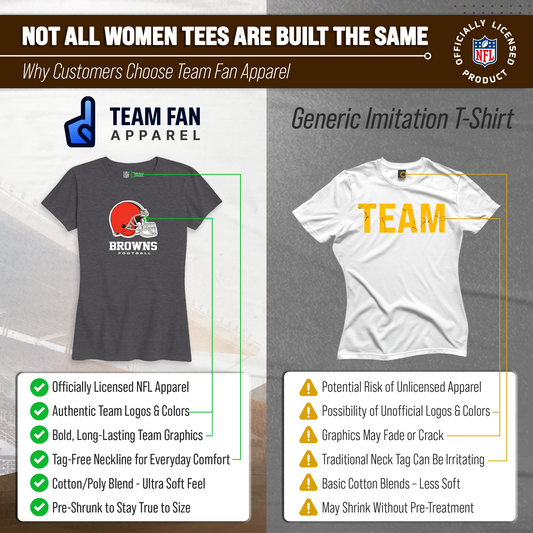 Cleveland Browns Women's NFL Big Logo Cotton T-Shirt - Charcoal