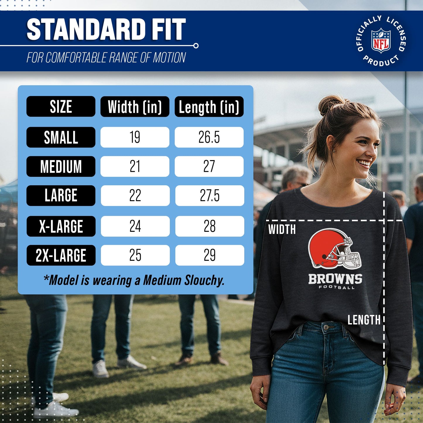 Cleveland Browns NFL Womens Ultimate Fan French Terry Slouchy Top- Raglan Sleeves - Charcoal