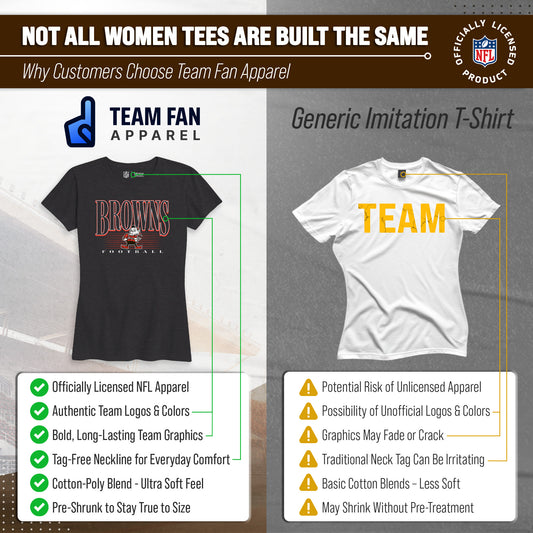Cleveland Browns NFL Womens Overtime Blueprint Tag-Less T-Shirt - Black