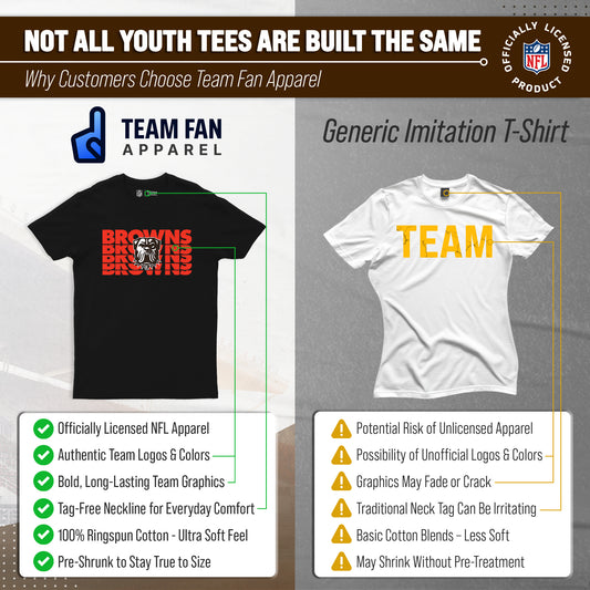 Cleveland Browns NFL Youth Repeating Logo Football T-Shirt - Black