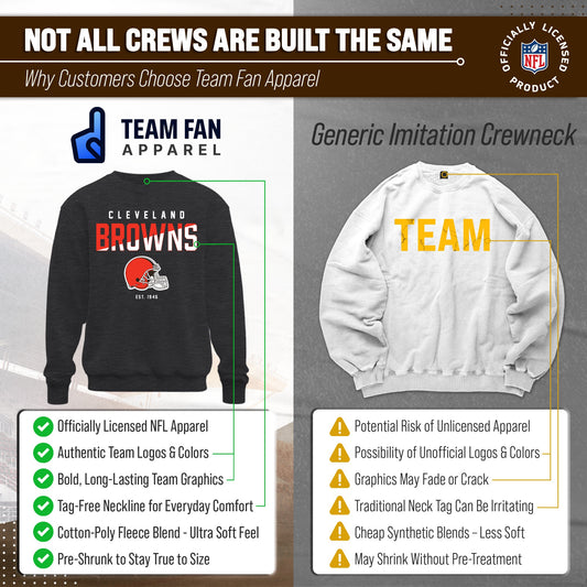 Cleveland Browns NFL Color Block Fleece Crewneck - Charcoal