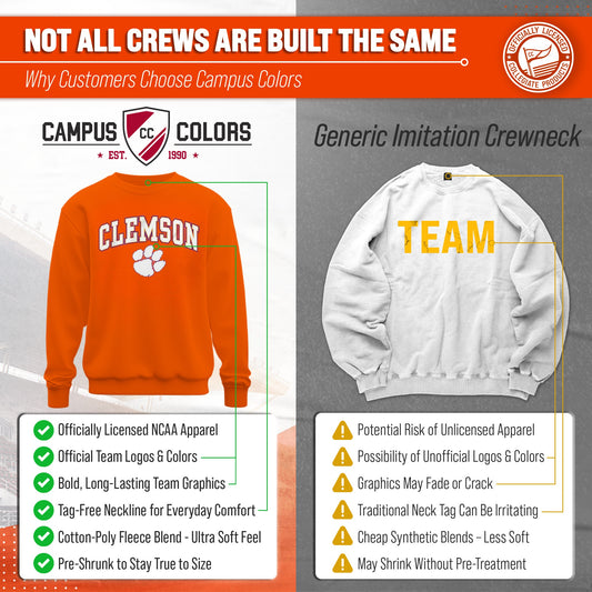 Clemson Tigers NCAA Pullover Crewneck Sweatshirt for Men and Women - Orange